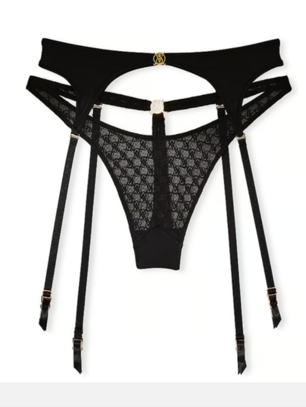 2 In 1! Victoria's secret very sexy ICON garter belt with attached thong panty L